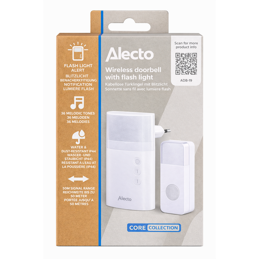Draadloze Deurbel met Flitslicht Wit-1