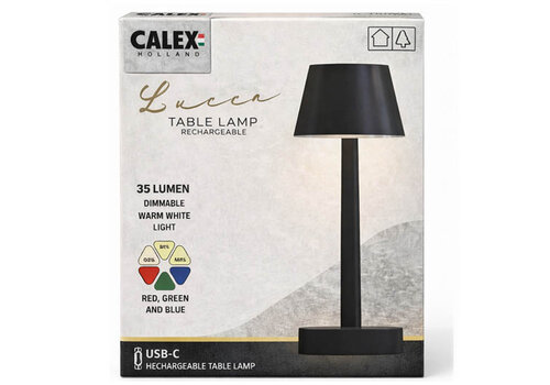  Calex Outdoor Battery Rechargeable Tafellamp Lucca SMD 5W 35LM 3000K 3.7V Zwart 