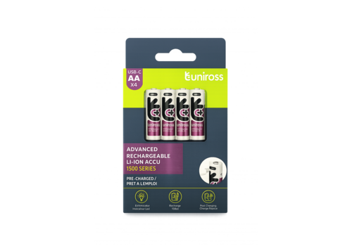  Uniross Rechargeable Lithium AA USB-C 1.5V 4 pack 