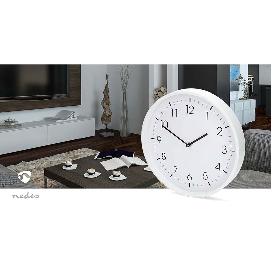 Wandklok 30cm Kunststof Stille beweging Wit-4