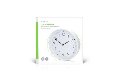  Nedis Wandklok 30cm Kunststof Stille beweging Wit 