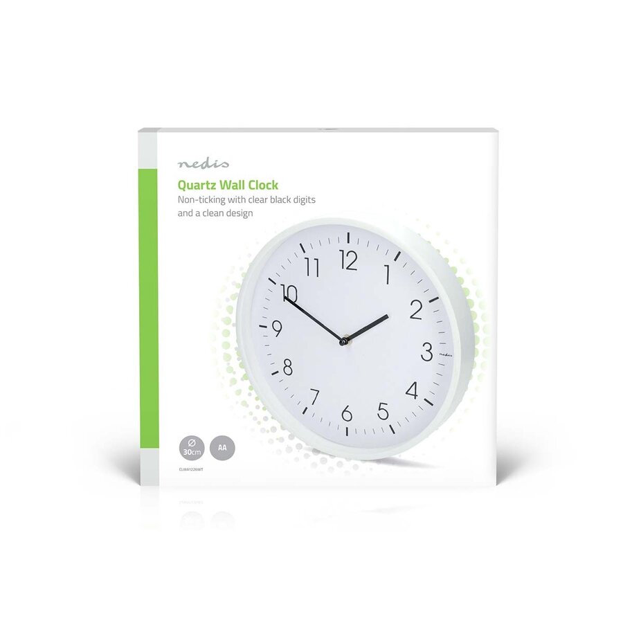 Wandklok 30cm Kunststof Stille beweging Wit-1