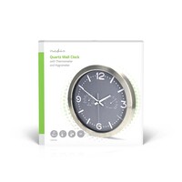 thumb-Wandklok 30cm RVS Stille beweging Thermometer Hygrometer Grijs / Metaal-1