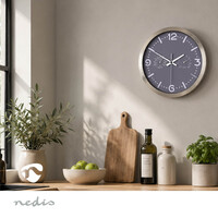 thumb-Wandklok 30cm RVS Stille beweging Thermometer Hygrometer Grijs / Metaal-4