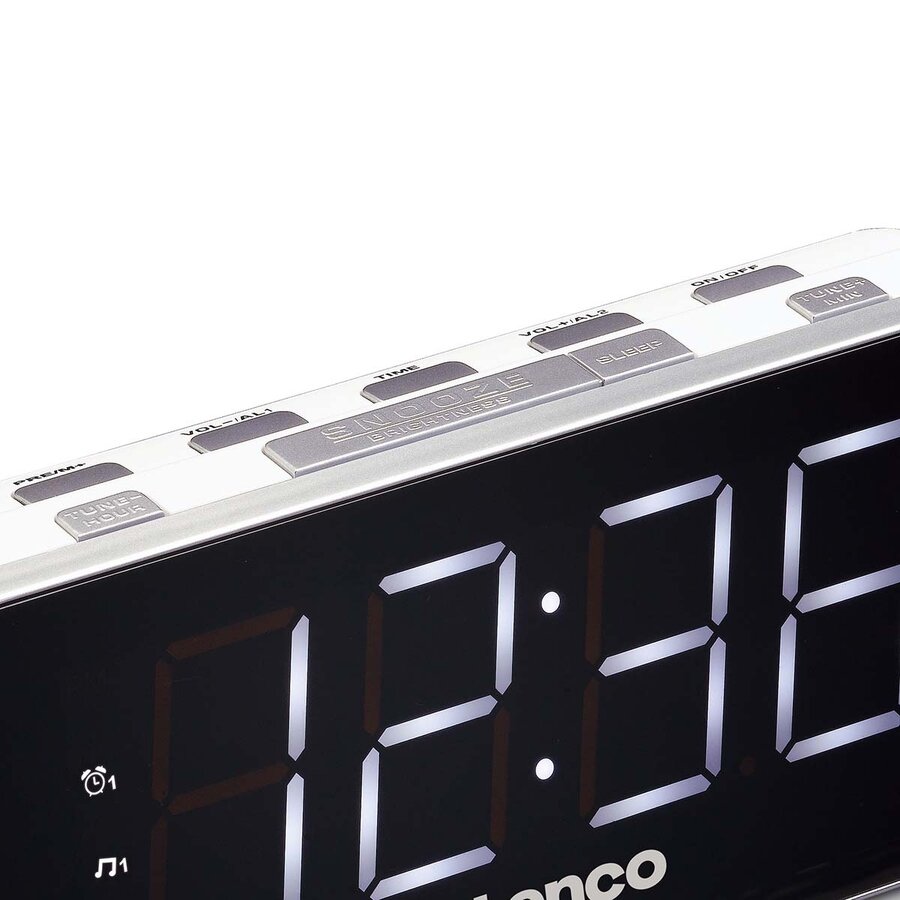 PLL FM wekkerradio groot en duidelijk 1.8" LED display Wit-4