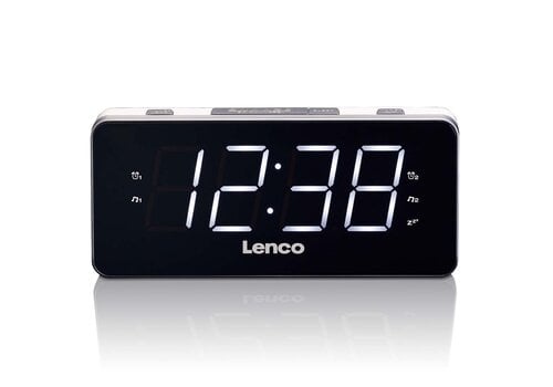  Lenco PLL FM wekkerradio groot en duidelijk 1.8" LED display Wit 