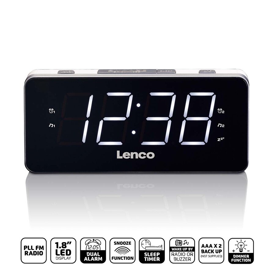 PLL FM wekkerradio groot en duidelijk 1.8" LED display Wit-2