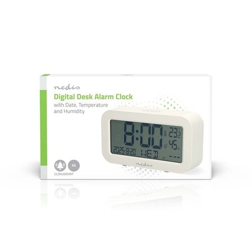  Nedis Digitale Tafelklok LCD Hout Wit 