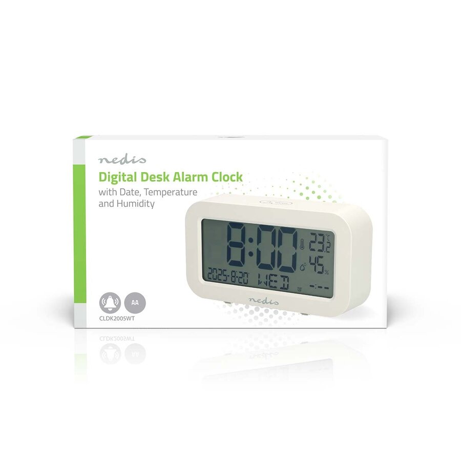Digitale Tafelklok LCD Hout Wit-1