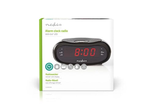  Nedis Wekkerradio LED AM/FM Snoozefunctie Slaaptimer  Zwart 