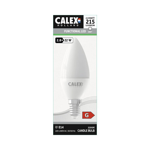  Calex Kaars B35 SMD 220-240V 2.8W 215lm 2200K E14 niet dimbaar 