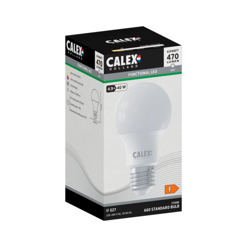  Calex Standaard A60 Mat SMD 220-240V 4.9W 470lm 2700K E27 niet dimbaar 