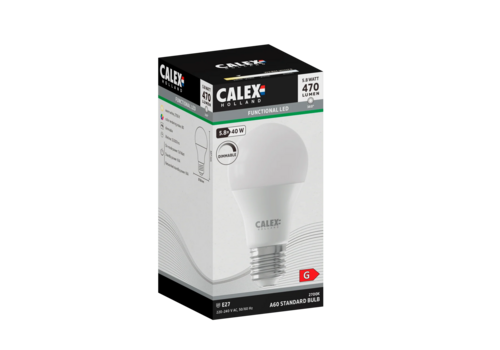  Calex Standaard A60 Power Mat SMD 220-240V 5.8W 470lm 2700K E27 Dimbaar met LED dimmer 