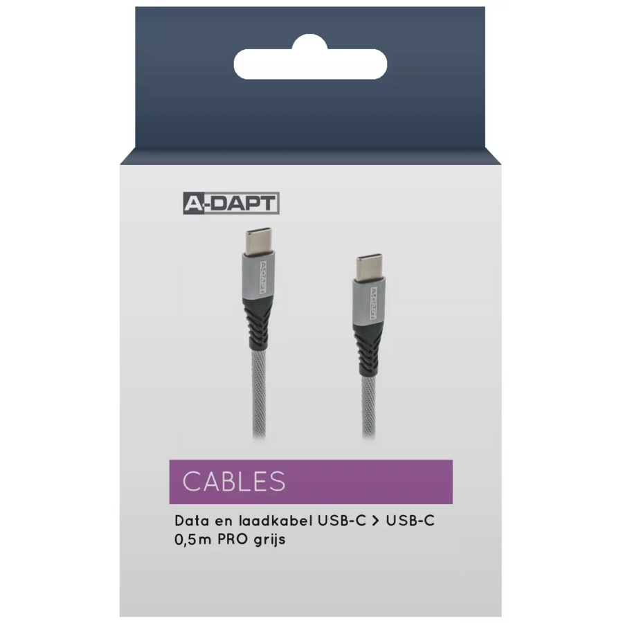 Data en Laadkabel USB-C > USB-C 0.5m PRO Grijs-2