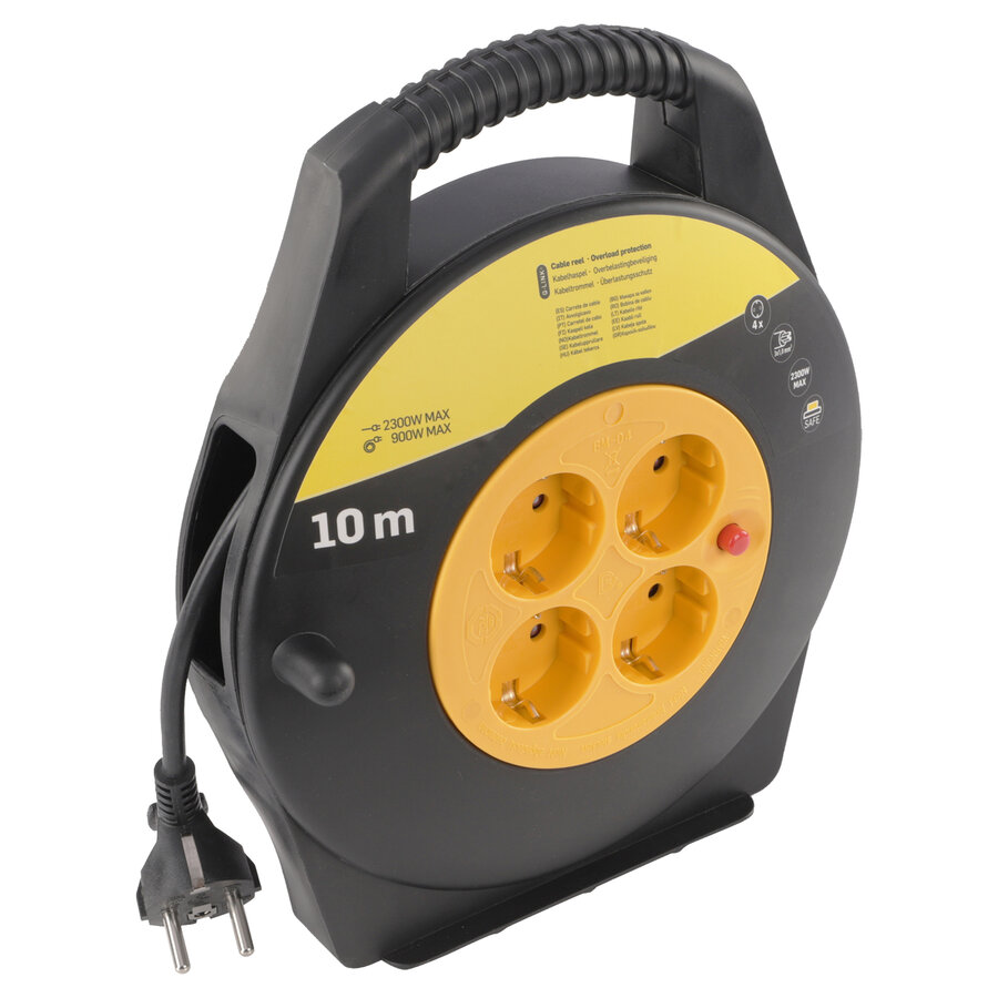 Kabelbox Haspel Randaarde 10 Meter Zwart/Geel-1