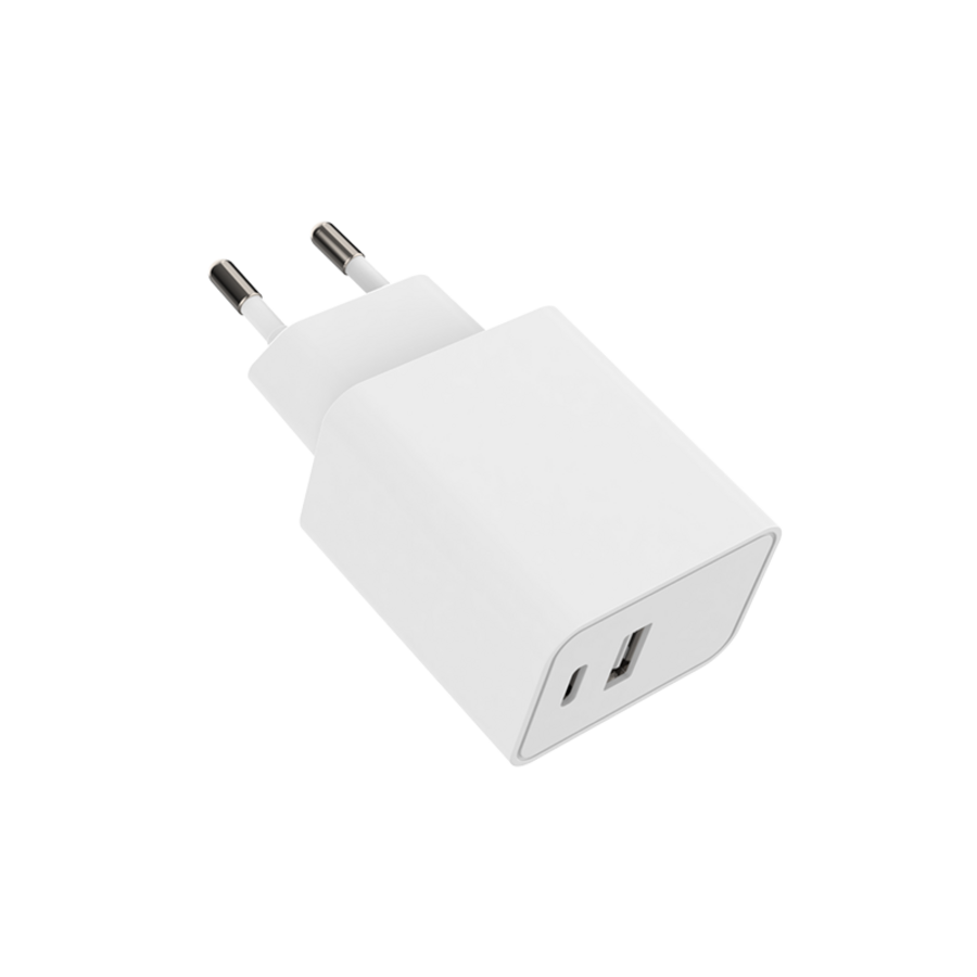 USB Adapter 20W 1x USB-A + 1x USB-C Wit-2