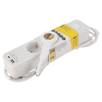 thumb-3V Stekkerdoos met 1x USB A en 1x USB C | 1,5M | Wit | Schakelaar-1