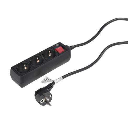  Q-Link 3V Stekkerdoos | 1,5M | Zwart | Schakelaar 