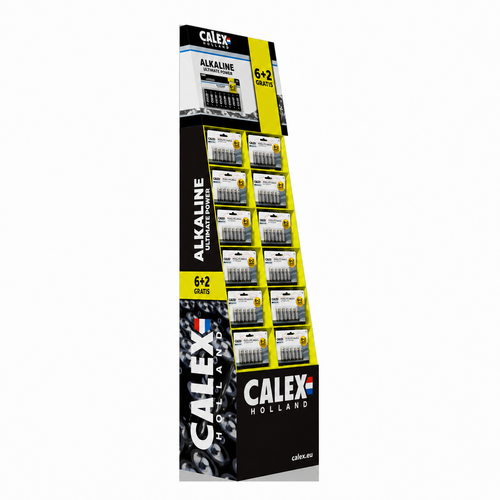  Calex Vloer Display 6+2, 80 AA en 50 AAA blisters 8 stuks 