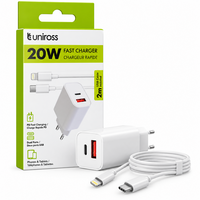 Snellader PD 20W met 2 Poorten + 2 meter USB-C Kabel
