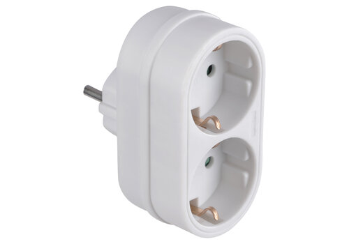  Q-Link Verdeelstekker 2 x Randaarde - 16A - Verticaal Wit 