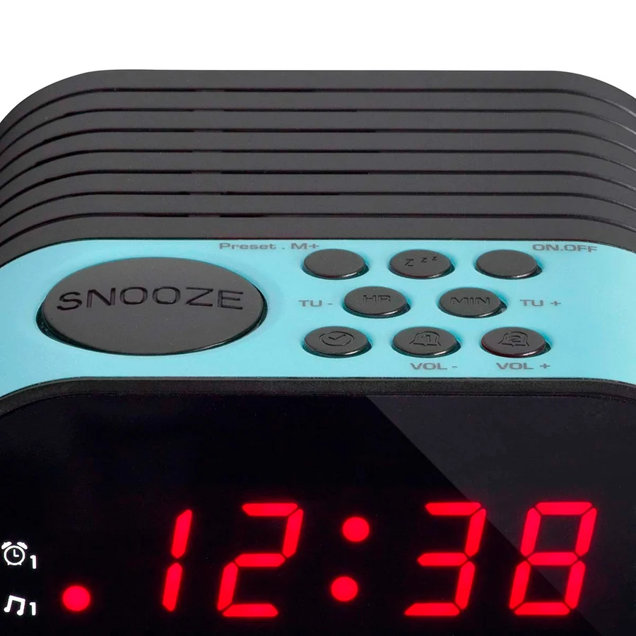 FM Wekkerradio met slaaptimer en dubbele alarm functie - Blauw-3