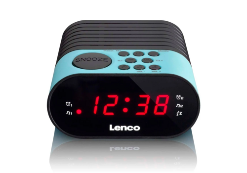  Lenco FM Wekkerradio met slaaptimer en dubbele alarm functie - Blauw 