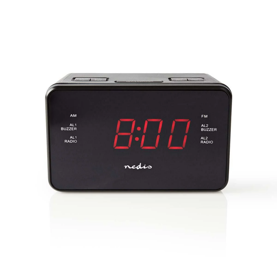 Wekkerradio LED 1x 3.5 mm Audio Input Tijdprojectie AM/FM Snoozefunctie Slaaptimer Zwart-2