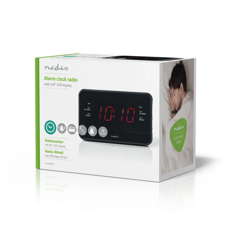Wekkerradio LED 1x 3.5 mm Audio Input Tijdprojectie AM/FM Snoozefunctie Slaaptimer Zwart-7