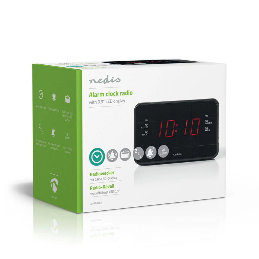 Wekkerradio LED 1x 3.5 mm Audio Input Tijdprojectie AM/FM Snoozefunctie Slaaptimer Zwart-8