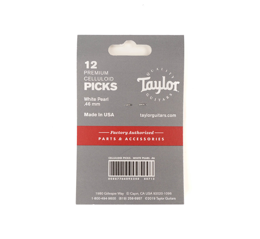 Taylor 12 Premium Celluloid plectrums White Pearle