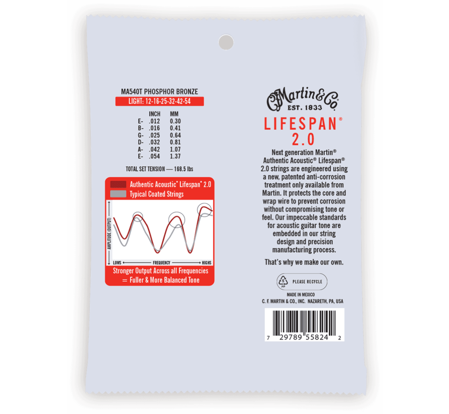 Martin MA540T light Authentic Acoustic snaren - phosphor bronze