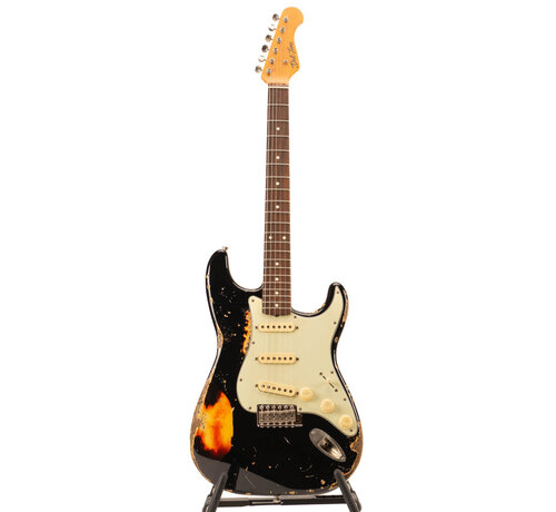 Del-Tone Del-Tone 60's Stratocaster | Black Over Sunburst | Heavy Aging
