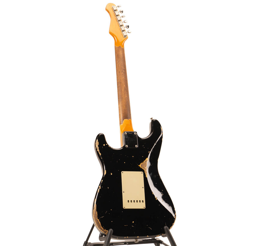 Del-Tone 60's Stratocaster | Black Over Sunburst | Heavy Aging