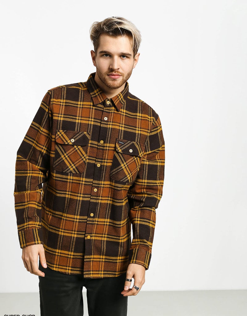 Brixton Bowery Flannel Brown/Gold
