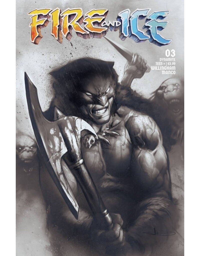 Fire and Ice #3 Cover E 1-10 Leonardo Manco Black & White Variant