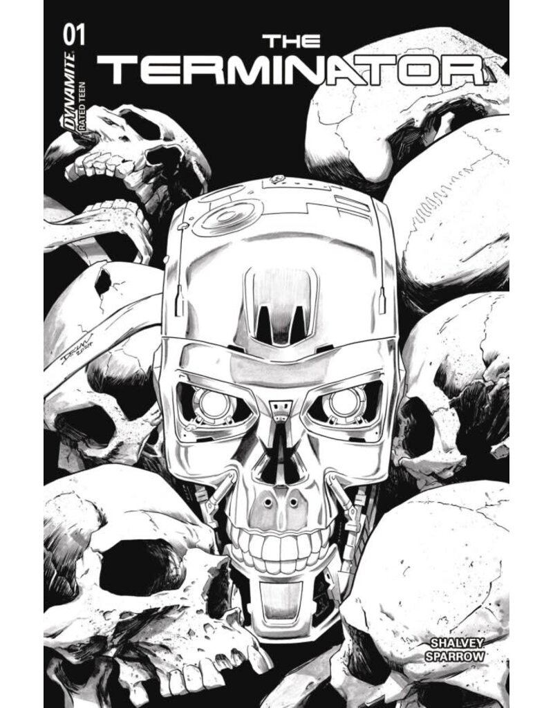 The Terminator #1 Cover O 1:20 Declan Shalvey Black & White Variant