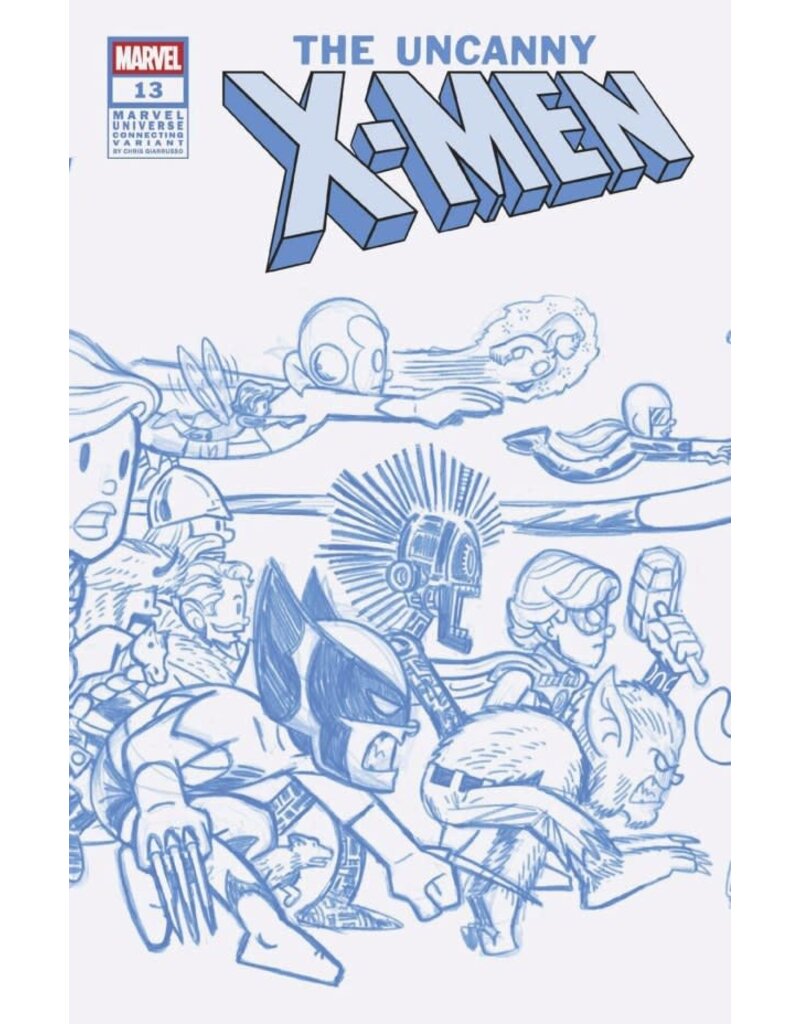 Marvel Comics Uncanny X-Men #13 1:50 Chris Giarrusso Marvel Universe Blue Line Sketch Wraparound Connecting Variant
