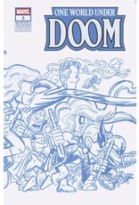 Marvel Comics One World Under Doom #3 1:50 Chris Giarrusso Marvel Universe Blue Line Sketch Wraparound Connecting Variant