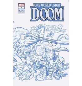 Marvel Comics One World Under Doom #3 1:50 Chris Giarrusso Marvel Universe Blue Line Sketch Wraparound Connecting Variant