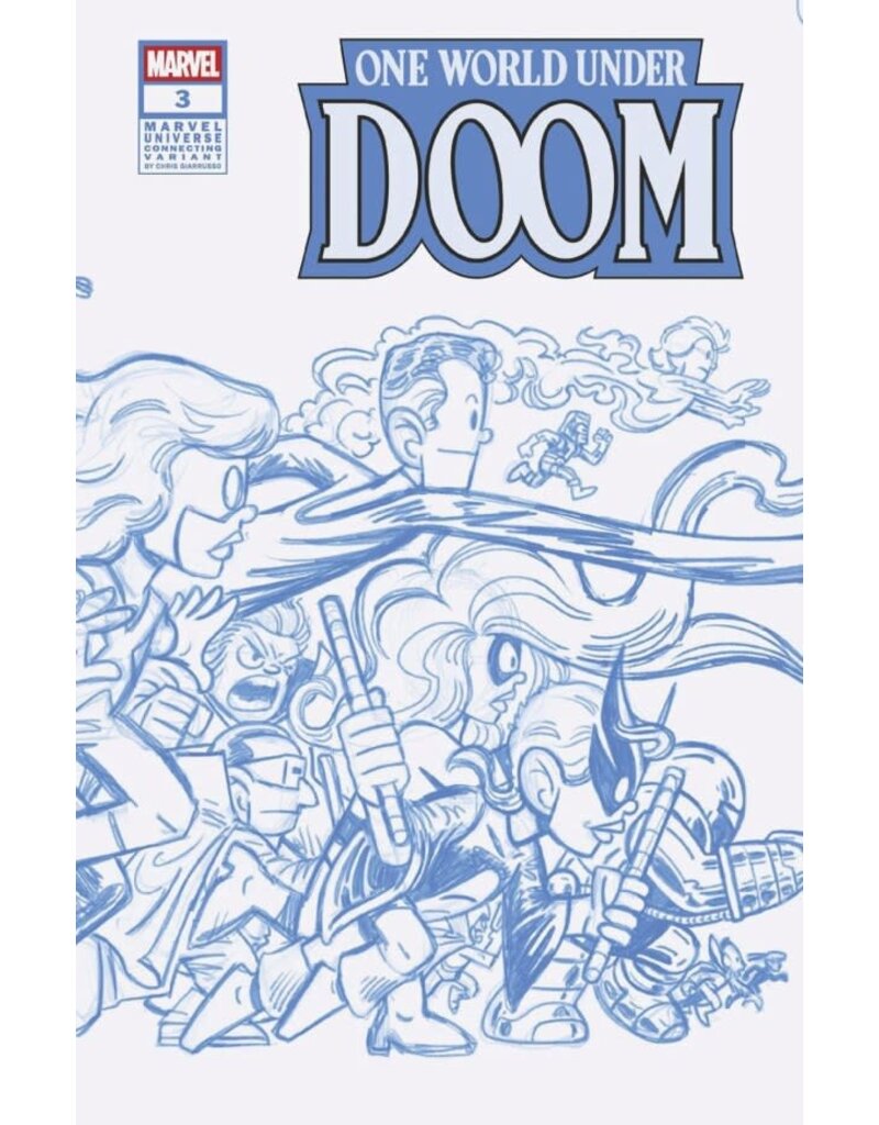 Marvel Comics One World Under Doom #3 1:50 Chris Giarrusso Marvel Universe Blue Line Sketch Wraparound Connecting Variant