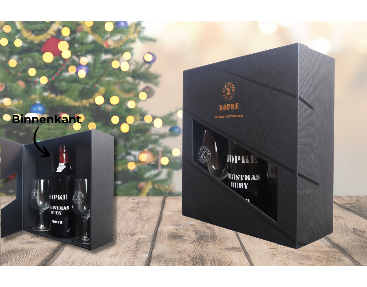 Kopke Geschenkdoos Christmas Ruby met 2 glazen Kopke Geschenkdoos Christmas Ruby met 2 glazen