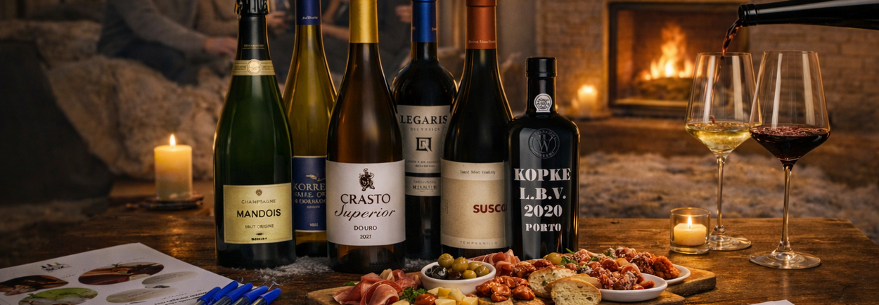 Wijnproeverij thuis in de winter (cozy & compleet) 