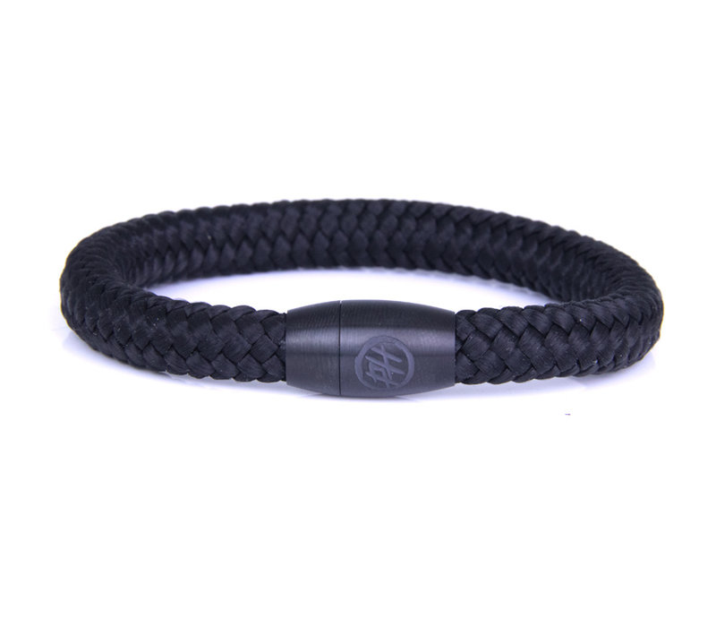 Hard Driver - Black Steel & Rope Bracelet by Bad-Ass Bracelets