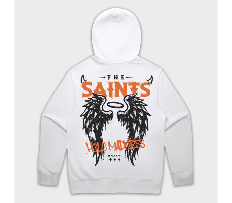 Holy Madness 2026  White Hooded Sweater