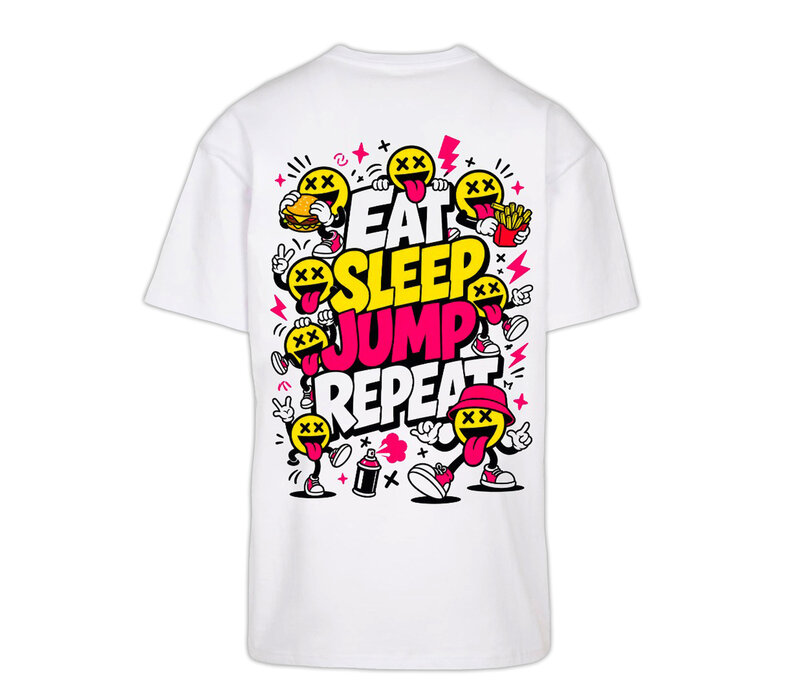 Pat B - Eat Sleep Jump Repeat T-Shirt White