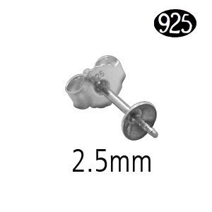 Oorstekers (925) met parelschotel - 2.5 mm