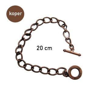 Armband + slot - Koperkleur - 20cm - 11mm