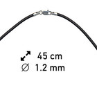 Rubberen ketting - Zwart - 45 cm - 1.2 mm