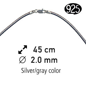 Rubberen ketting - Silver - 45 cm - 2 mm